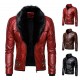 New European and American Punk: Men's Autumn/Winter Detachable Fur Collar, Rivet-studded Leather Jacket