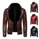 New European and American Punk: Men's Autumn/Winter Detachable Fur Collar, Rivet-studded Leather Jacket