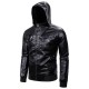 European and American Men's Autumn/Winter Leather Jacket: Plush Warm Faux Sheepskin Hooded Leather Jacket