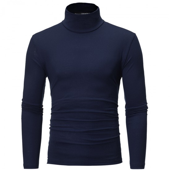 Autumn/Winter Hot Seller: Men's Solid Color Casual Basic Turtleneck Long-sleeved T-shirt