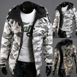 AliExpress European-sized: Men's European and American Casual British Camouflage Trendy Hooded Cotton Jackets (Slim Fit)