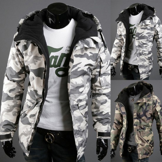 AliExpress European-sized: Men's European and American Casual British Camouflage Trendy Hooded Cotton Jackets (Slim Fit)