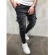 2025 European and American: Men's Multi-Pocket Hip-Hop Washed Casual Sweatpants, Tapered Jeans, Fall/Winter Men's Fashion