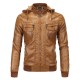 European and American Men's Autumn/Winter Leather Jacket: Plush Warm Faux Sheepskin Hooded Leather Jacket