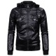 European and American Men's Autumn/Winter Leather Jacket: Plush Warm Faux Sheepskin Hooded Leather Jacket