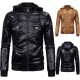 European and American Men's Autumn/Winter Leather Jacket: Plush Warm Faux Sheepskin Hooded Leather Jacket