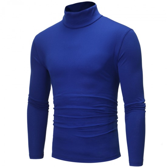 Autumn/Winter Hot Seller: Men's Solid Color Casual Basic Turtleneck Long-sleeved T-shirt
