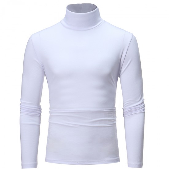 Autumn/Winter Hot Seller: Men's Solid Color Casual Basic Turtleneck Long-sleeved T-shirt