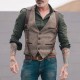 Men's Fashion: New European and American Retro Vests, Popular Leather Patchwork Casual Vests