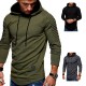 Spring/Autumn Men's New European and American Sports Sweatshirt: Casual Pleated Solid Color Hoodie