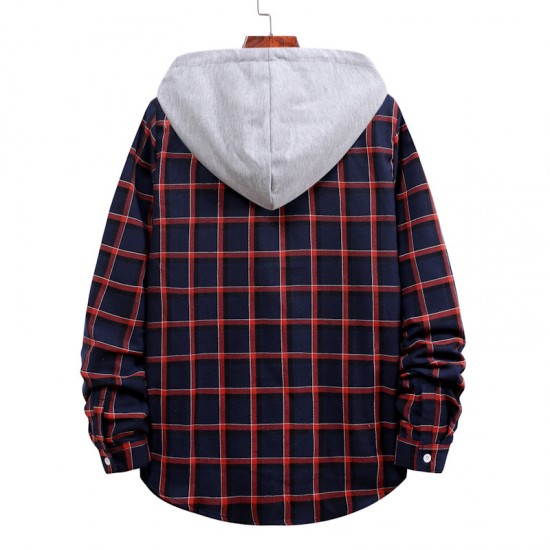 Spring/Autumn Men's New EBAY AliExpress Couple Hooded Plaid Shirt HC05