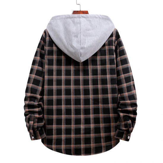 Spring/Autumn Men's New EBAY AliExpress Couple Hooded Plaid Shirt HC05