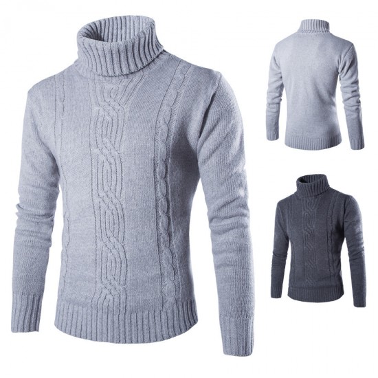 Men's Autumn/Winter Turtleneck Pullover: Fashionable Solid Color Sweater, Casual New Knit Cardigan