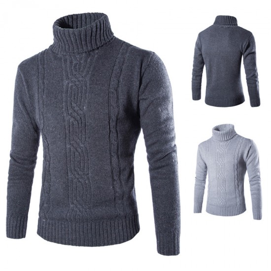 Men's Autumn/Winter Turtleneck Pullover: Fashionable Solid Color Sweater, Casual New Knit Cardigan