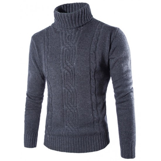 Men's Autumn/Winter Turtleneck Pullover: Fashionable Solid Color Sweater, Casual New Knit Cardigan