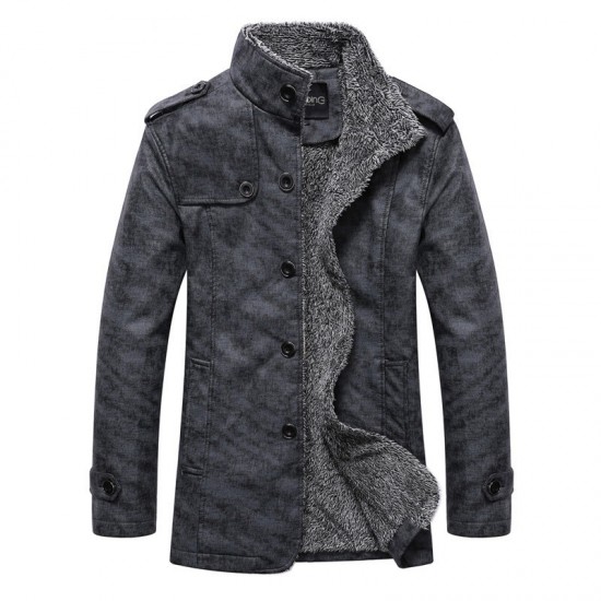 Men's Fall/Winter Fashion European and American Fur Collar and Fleece Motorcycle Leather Jacket