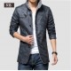 Men's Fall/Winter Fashion European and American Fur Collar and Fleece Motorcycle Leather Jacket