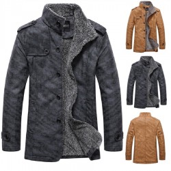 Men's Fall/Winter Fashion European and American Fur Collar and Fleece Motorcycle Leather Jacket