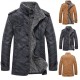 Men's Fall/Winter Fashion European and American Fur Collar and Fleece Motorcycle Leather Jacket