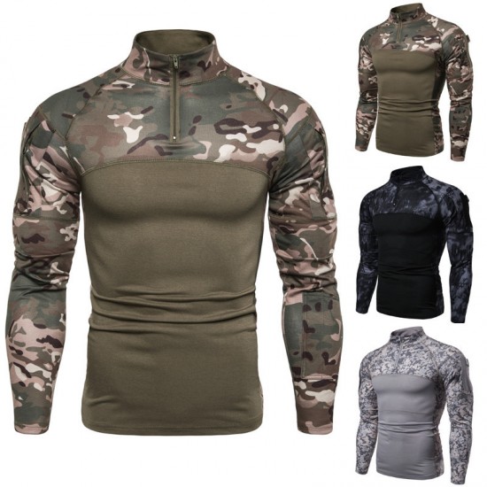 Spring/Autumn European and American Men's Military Field Outdoor Fitness Camouflage Long-Sleeved T-Shirt: Men's Casual T-Shirt