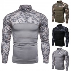 Spring/Autumn European and American Men's Military Field Outdoor Fitness Camouflage Long-Sleeved T-Shirt: Men's Casual T-Shirt