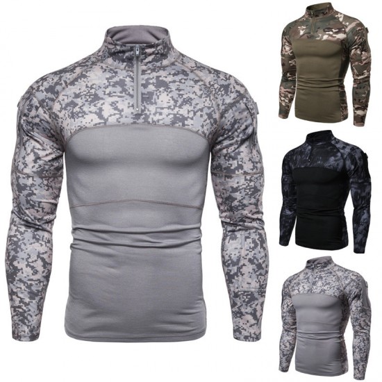 Spring/Autumn European and American Men's Military Field Outdoor Fitness Camouflage Long-Sleeved T-Shirt: Men's Casual T-Shirt