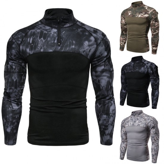 Spring/Autumn European and American Men's Military Field Outdoor Fitness Camouflage Long-Sleeved T-Shirt: Men's Casual T-Shirt