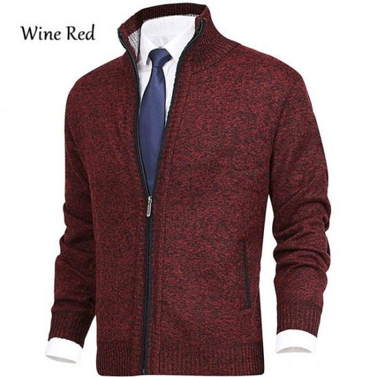 Spring/Autumn New Men's Color Stand-up Collar Fashion Cardigan Sweater: Knitted Casual Jacket, Oversized Jacket