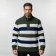 2025 Autumn New Men's Half-Zip Fleece Striped Sweater: Casual Knit Sweater