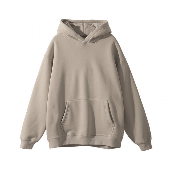 Men's Fleece Hooded Sweatshirt: Heavyweight Thickened American-Style Loose Jacket, Solid Color Hooded Sweatshirt
