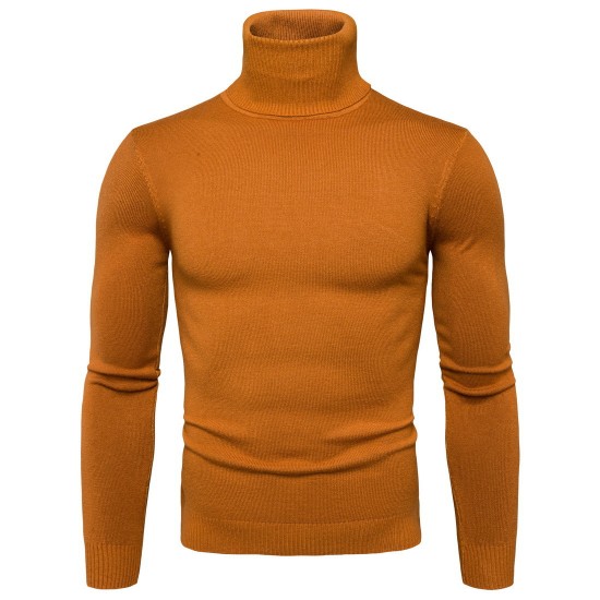 New Men's Solid Color Slim Turtleneck Sweater: Oversized Casual Sweater