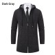 Autumn Men's Fashion Hooded Cardigan Sweater: Mid-Length Plush Thickened Cardigan Sweater Jacket