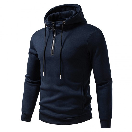 2025 European Size New Men's Simple Casual Hooded Sweatshirt: Zipper Design