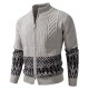2025 Autumn and Winter New Men's Knitted Cardigan: Retro Cable-Knit Ethnic Style Stand-Up Collar Sweater