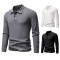 2025 European-sized New Men's Waffle Long-Sleeved Lapel T-Shirt: Simple Casual Polo Shirt