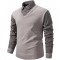 Men's Autumn/Winter Casual Plus-fleece Shirt: Long-sleeved Fake Two-piece Sweater, Colorblock Slim-fitting Sweater