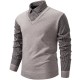 Men's Autumn/Winter Casual Plus-fleece Shirt: Long-sleeved Fake Two-piece Sweater, Colorblock Slim-fitting Sweater