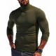 2025 Autumn/Winter Men's Solid Color Fleece Long-Sleeved T-Shirt: Knitted Undershirt, Slim-Fit High-Neck Warm Top