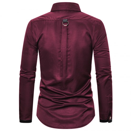 2025 European-sized Export New: Men's Autumn and Winter Dark-toned Gothic-style Rivet Long-Sleeved Performance Shirts
