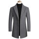 Autumn/Winter Men's Mid-Length Solid Color Tweed Trench Coat: Fashionable Casual Cardigan