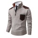 Autumn/Winter New Men's Zipper Stand-up Collar Pullover Knitted Sweater: Casual Colorblock Thickened Sweater