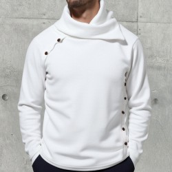 2025 Autumn/Winter New Men's Fashion British Style Pile Collar Long Sleeve Sweater: Men's Base Shirt