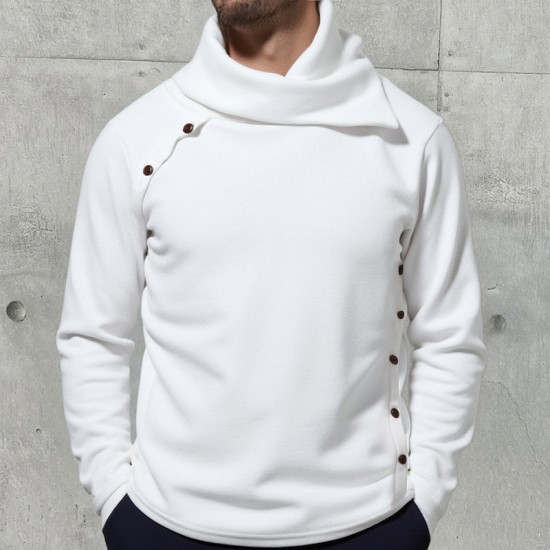 2025 Autumn/Winter New Men's Fashion British Style Pile Collar Long Sleeve Sweater: Men's Base Shirt