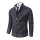 Men's Autumn/Winter Cardigan Casual Sweater: Plush Thickened Stand-up Collar Knitted Jacket