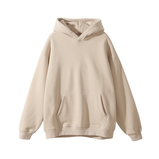 Men's Fleece Hooded Sweatshirt: Heavyweight Thickened American-Style Loose Jacket, Solid Color Hooded Sweatshirt