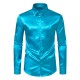 Spring/Autumn Men's Fashion: Men's Satin Nightclub Style Solid Color Shiny Trendy Long-Sleeved Shirts