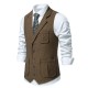 Wholesale Men's Herringbone Single-Breasted Lapel Vest