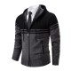 Men's Color-blocked Casual Long-sleeved Sweaters: Popular Collection Fashionable Hooded Cardigan Sweater Jacket