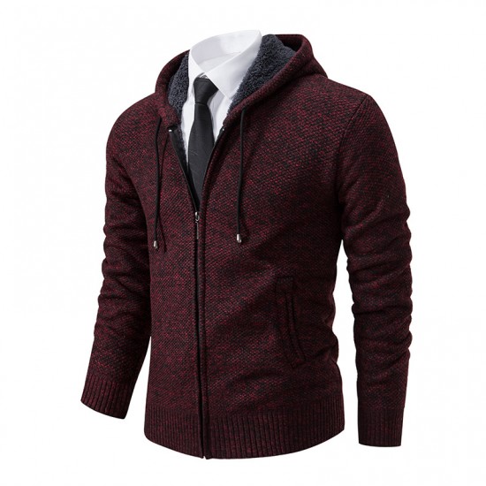 Men's Autumn and Winter: Cardigans, Sweaters, Men's Knitted Hooded Fleece Casual Thickened Jackets