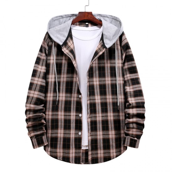 AliExpress Spring/Autumn New Men's Couple Hooded Plaid Shirt HC07